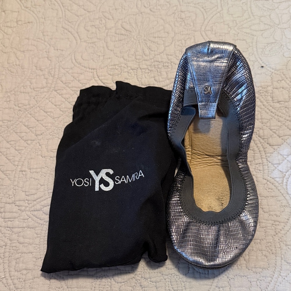Yosi Samra Metallic Silver Flats